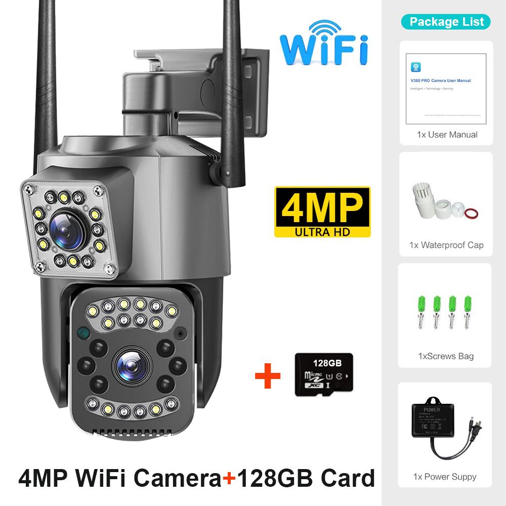 

V380 PRO 4K 8MP Двооб єктивна WiFi IP-камера Нічне бачення AI Детекція людей PTZ Зовнішня Відеокамера Бездротова V380 Pro CCTV Захист Безпеки 4MP Add 128G Card