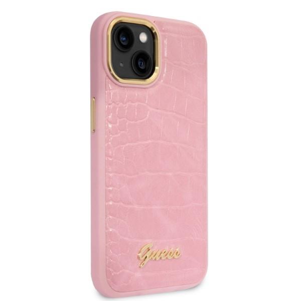 Guess Guhcp14Mhgcrhp Iphone 14 Plus / 15 Plus 6.7 Różowy/Pink Twarde Etui Kolekcja Croco