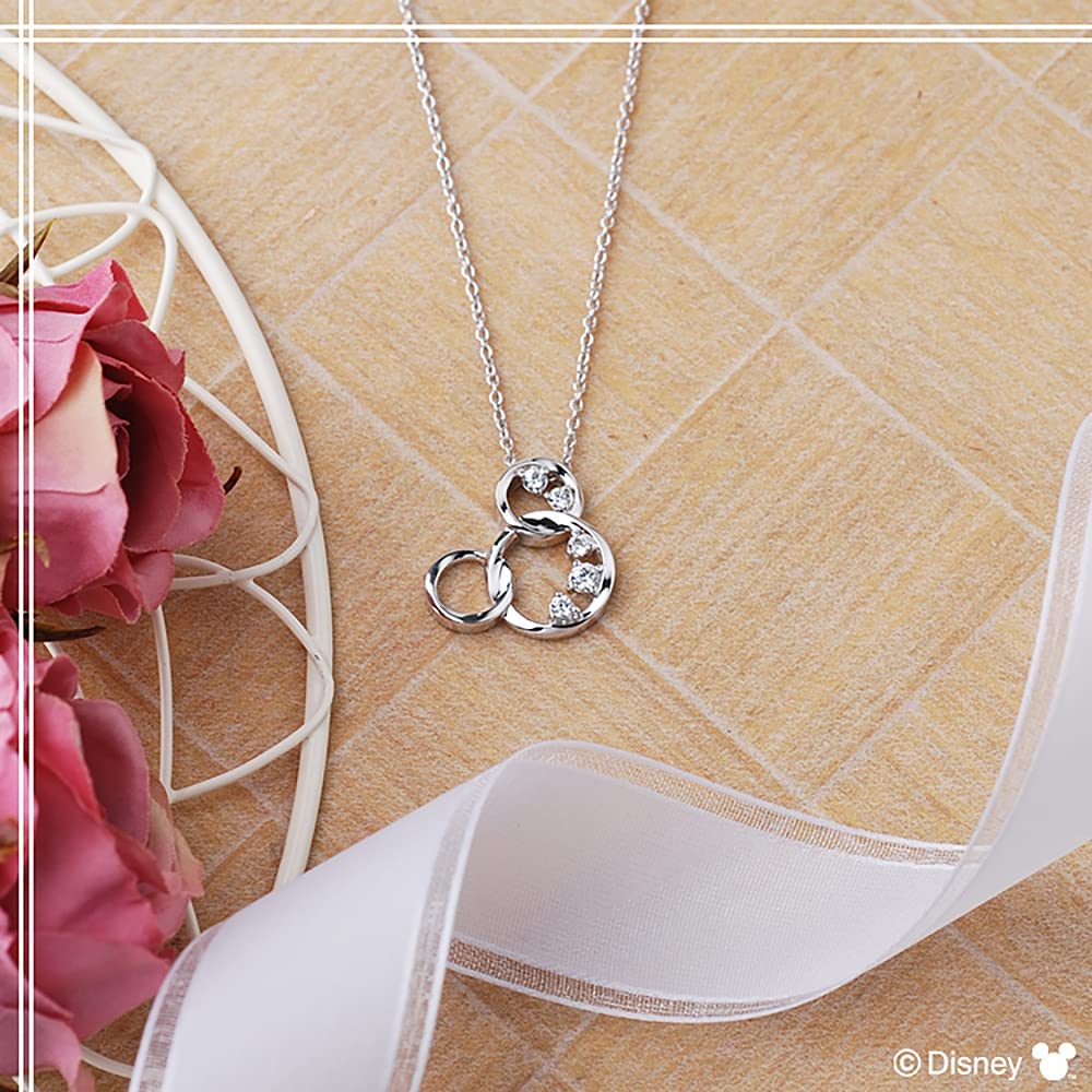 Disney Mickey Mouse Pendant Three Silver with Cubic Gift for Christmas Necklace, Circles, Zirconia, (VPCDS20098)