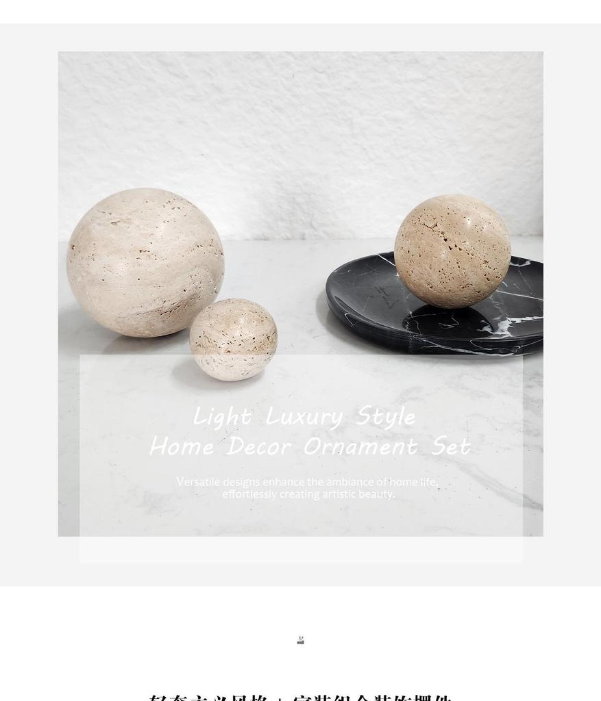 Mramorová kulatá koule - Minimalistická domácí dekorace do obývacího pokoje, na konferenční stolek, do ložnice a ke vchodu