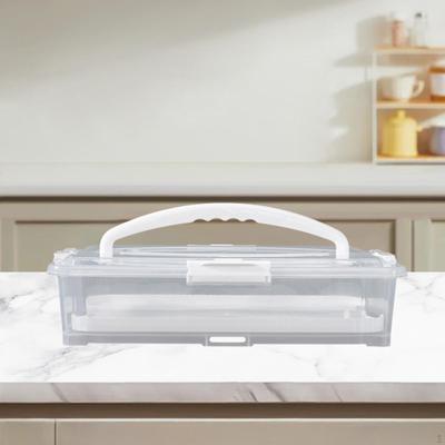 Cheesecake Drager Taartcontainer Rechthoekig met Transparant Deksel Brooddoos Standaard voor DIY