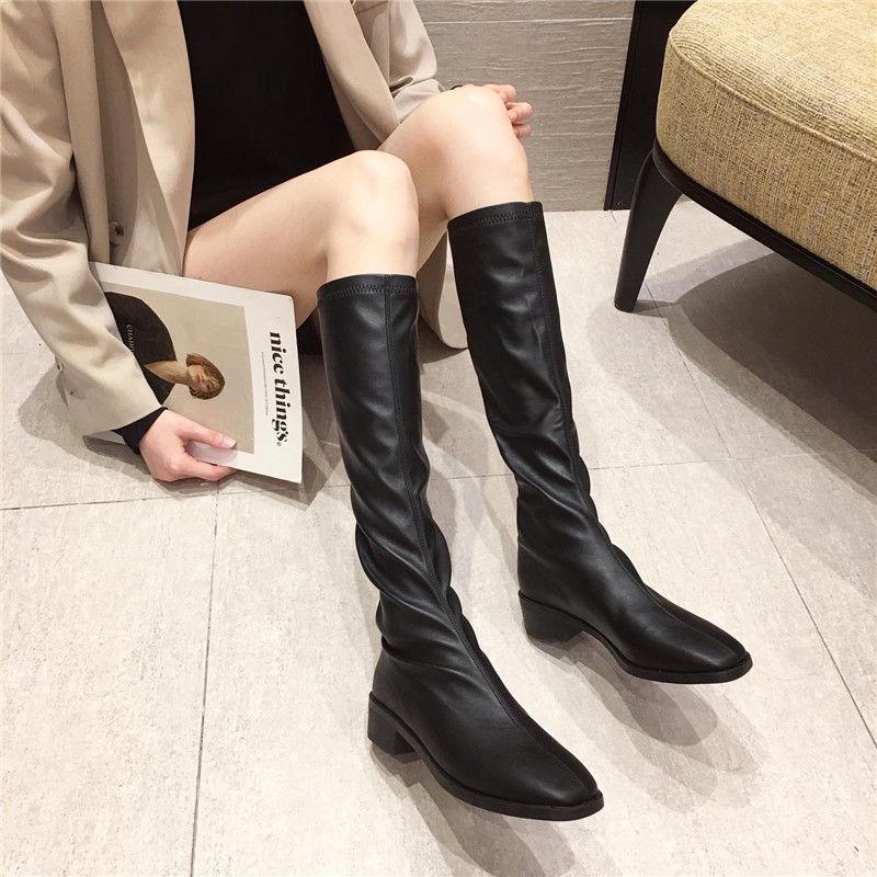 Women's Slim-Fit Over-the-Knee Elastic Boots with Back Zipper