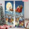 2pcs 2D Flat Printing Merry Christmas Popular Curtain Christmas Santa Sleigh Town Night 100% Polyester Fabric Without