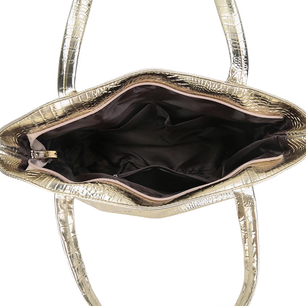 Women Fashion Alligator Solid Large Capacity Shoulder Tote Handbag Bags