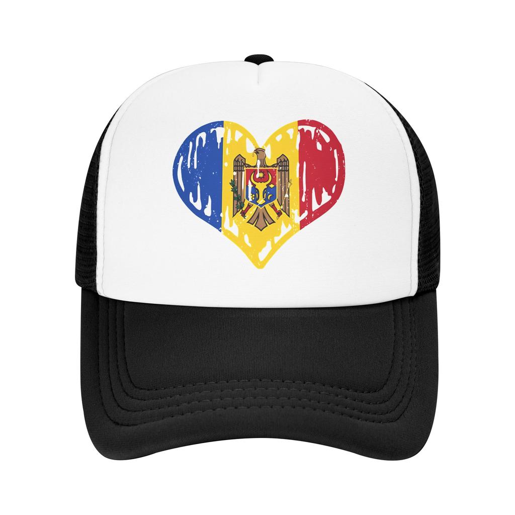 Moldova Flag Heart Love  Casual Baseball Cap  Hiking Fishing Sun Hats Spring High Quality Female Male y2k Cool Snapback Cap