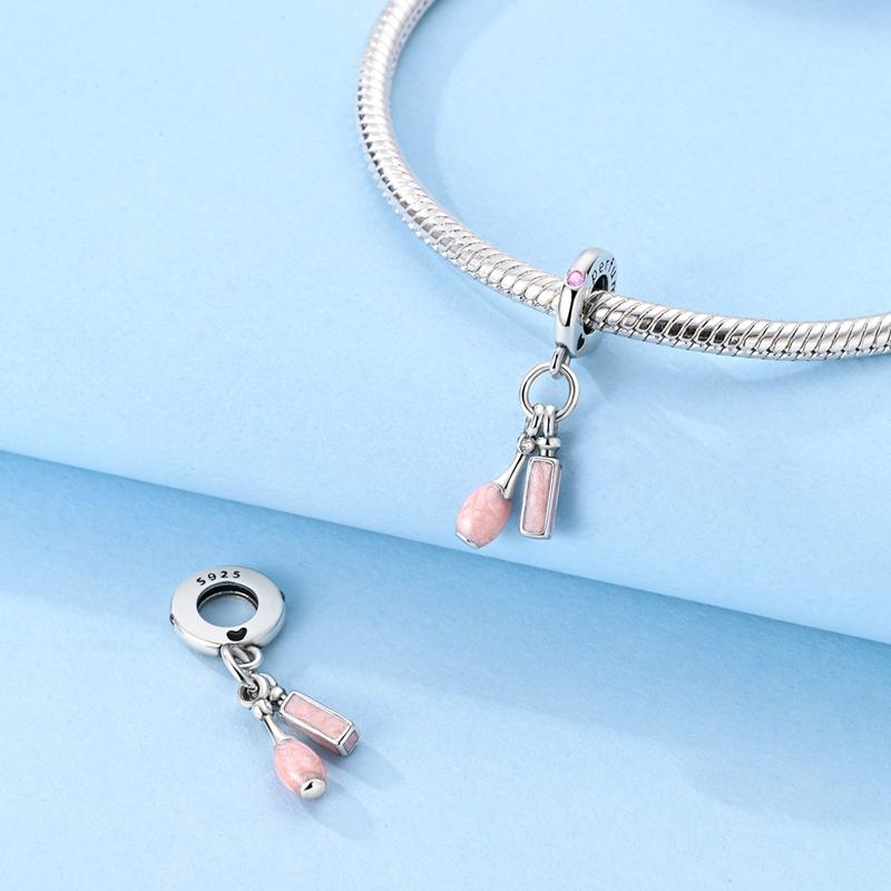 Fit Original Charms Pink Seriescopper Perfume Charm Pendent Dangle Bead Bracelet Necklace Diy Women Jewelry Gift
