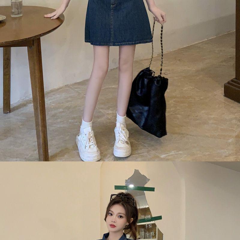 Plus Size Women's Denim Dress - 2026 Summer Slimming Skirt for Tummy Concealment