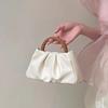 WTEMPO Einfache einfarbige Holzgriff Falten Wolke Kleine Handtaschen Mini Einzelne Schulter Umhängetaschen Handtaschen