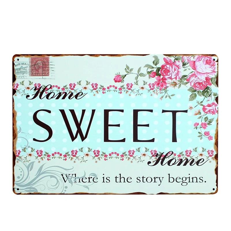 Lovely Flower Welcome To My Home Iron Metal Poster, Tin Sign Plate, Wall Decoration, Vintage Art Painting, Family Rule Plaque
