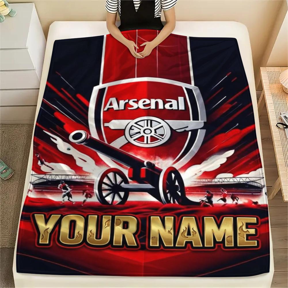 1PC Custom Name Arsenal Patterned Flannel Blanket Suitable For All Seasons for Home Decor Warmth and Comfort Gifts Holiday Present