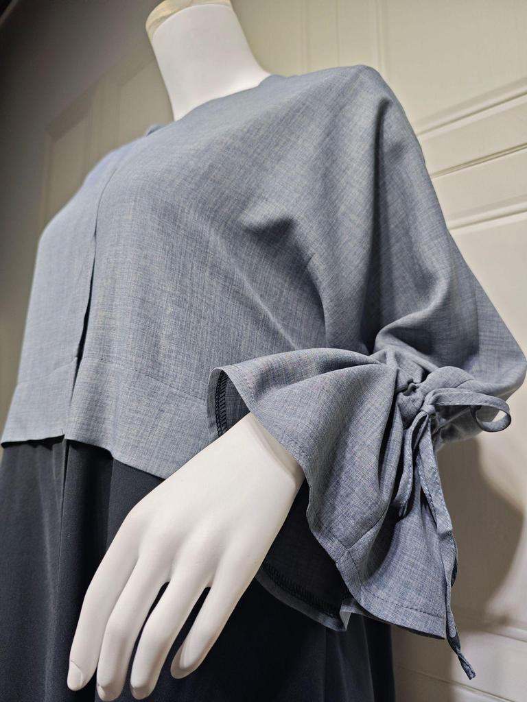 Modest Spliced Fashion Abaya with Drawstring Cuffs - Middle Eastern Style