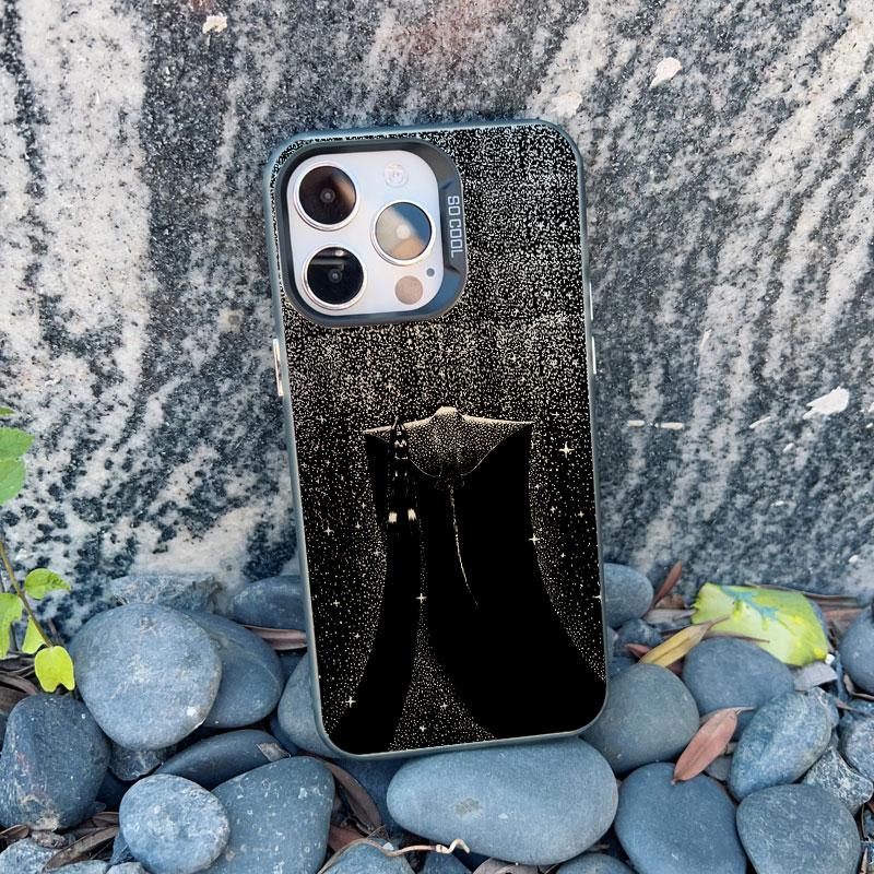 Dotted Painting Ocean Whale Shark Jellyfish Swimming Phone Case for iphone 16 15 14 13 12 Pro Max Plus Mini 11 Black Laser Cover iphone 13Mini
