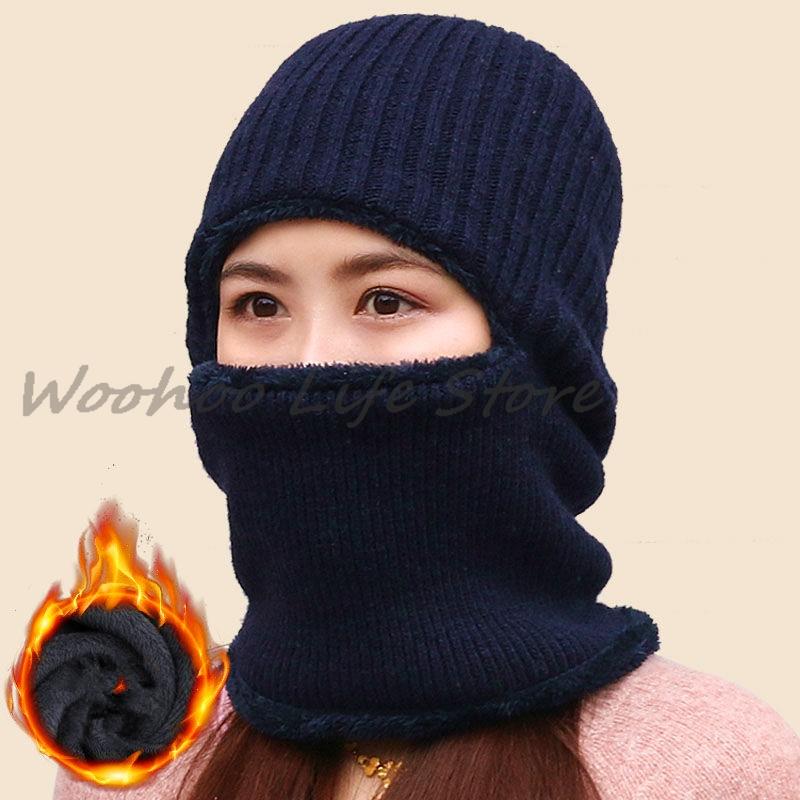 Men'S Winter Balaclava Hat Windproof Warm Fleece-Lined Full-Coverage Beanie For Ear Protection And Cycling