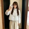 Warm cotton-padded clothes for women, white pressure-sensitive polka dots, thickened ribs, zero jacket, hooded winter new design