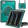 For iPad Pro 11 (2025)/11 (2024) Case Rotary Kickstand PC+TPU+Silicone Cover with Shoulder Strap