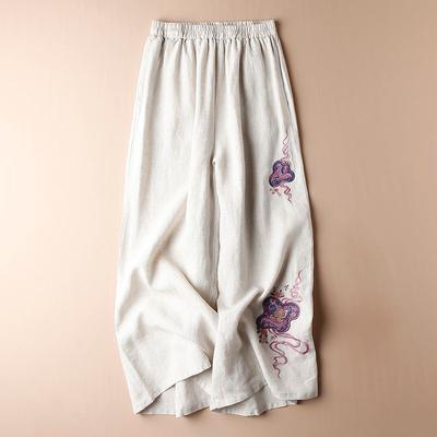 Retro Wide Leg Pants for Women In Summer, Thin and Loose Casual Pants, Artistic and Versatile Cropped Pants