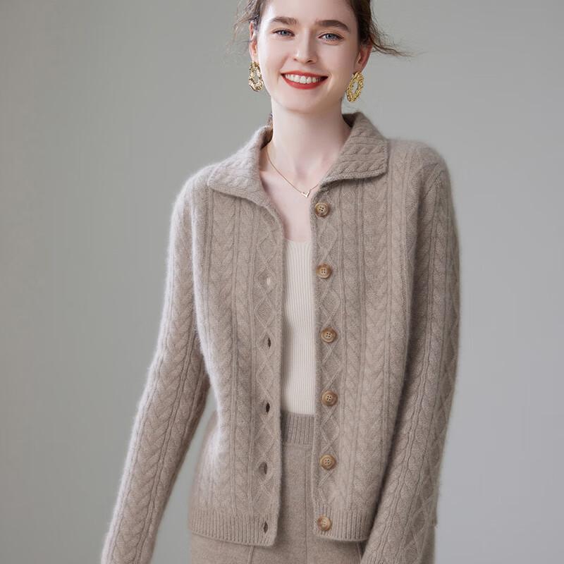 Women's Thickened Cashmere Lapel Cardigan Sweater