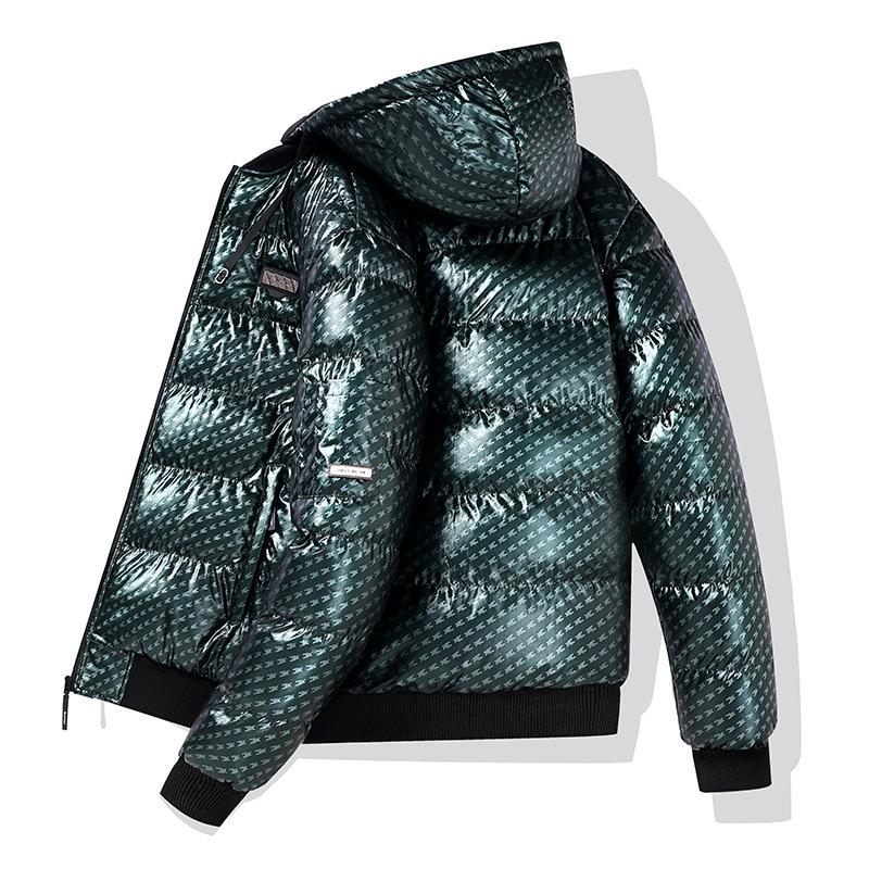 

Глянцевая хлопковая куртка для мужчин Американский стиль Полная печать Утолщенная Теплая Свободная Съемный капюшон Двусторонняя Хлопковая куртка с капюшоном 4XL