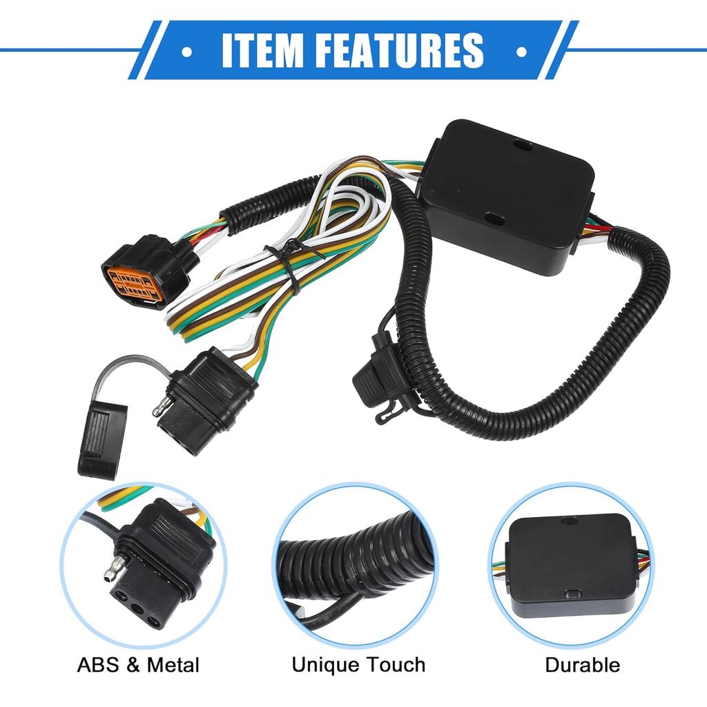 Trailer Towing Wiring Harness Compatible Kit for Hyundai Palisade 2020-2022, Durable Plastic Metal Black