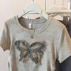 Plus Size Fat Girl Short-sleeved T-shirt Women's Summer New Slim Fit Unique Unique Versatile Butterfly Top