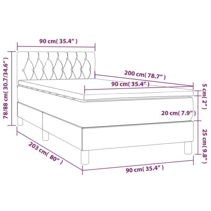 3141464 vidaXL Divan Bed with Mattress Dark Green 90x200 Cm