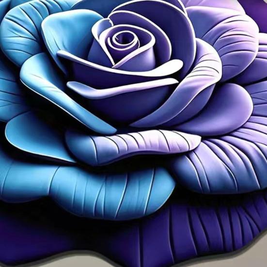 Yousheng Diatomaceous Earth Floor Mat 3D Realistic Flower Pattern Non-Slip Backing Door Mat Living Room Bathroom Kitchen Absorbent Mat