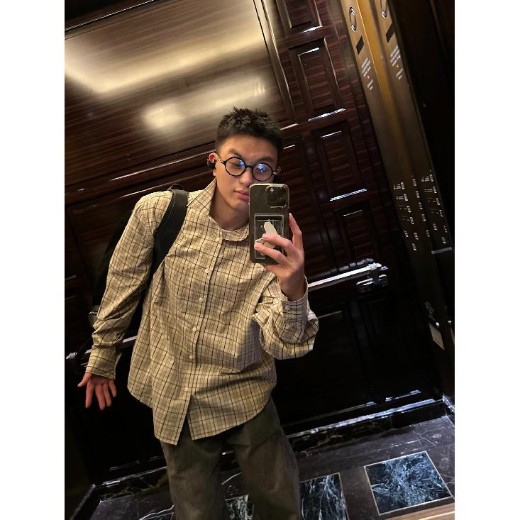 

2024 Клетчатая рубашка с длинным рукавом в японском стиле Гонконга Ins Свободная рубашка для мальчиков Летнее модное универсальное повседневное пальто 2XL хаки