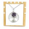 Hand-Wrapped Natural Crystal Agate Disc Tree Of Life Pendant Necklace N116