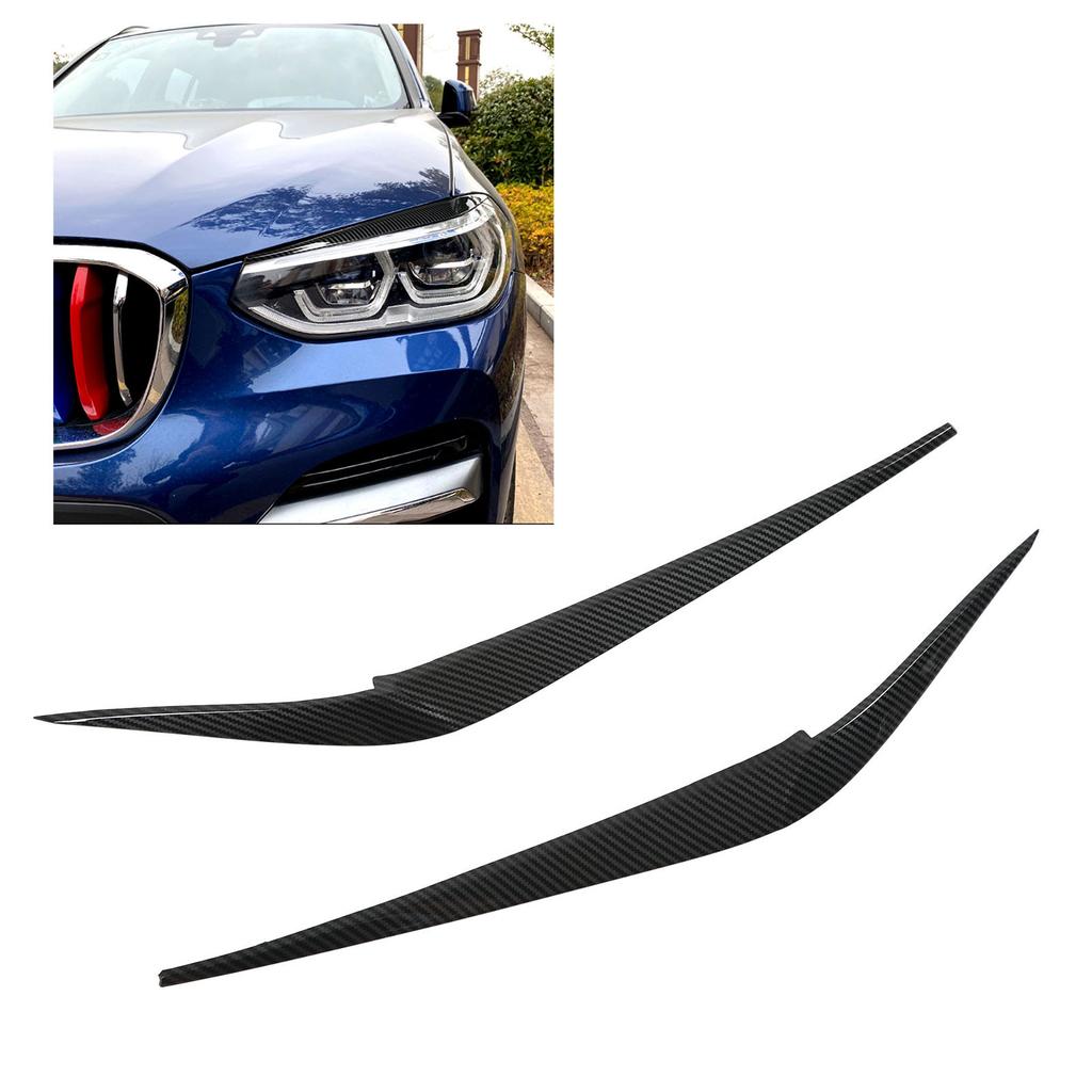 1 Pair Headlight Eyebrow Stickers Car Headlamp Eyelid Decal Cover Replacement for X3 X4 G01G02 2018+(Carbon     )