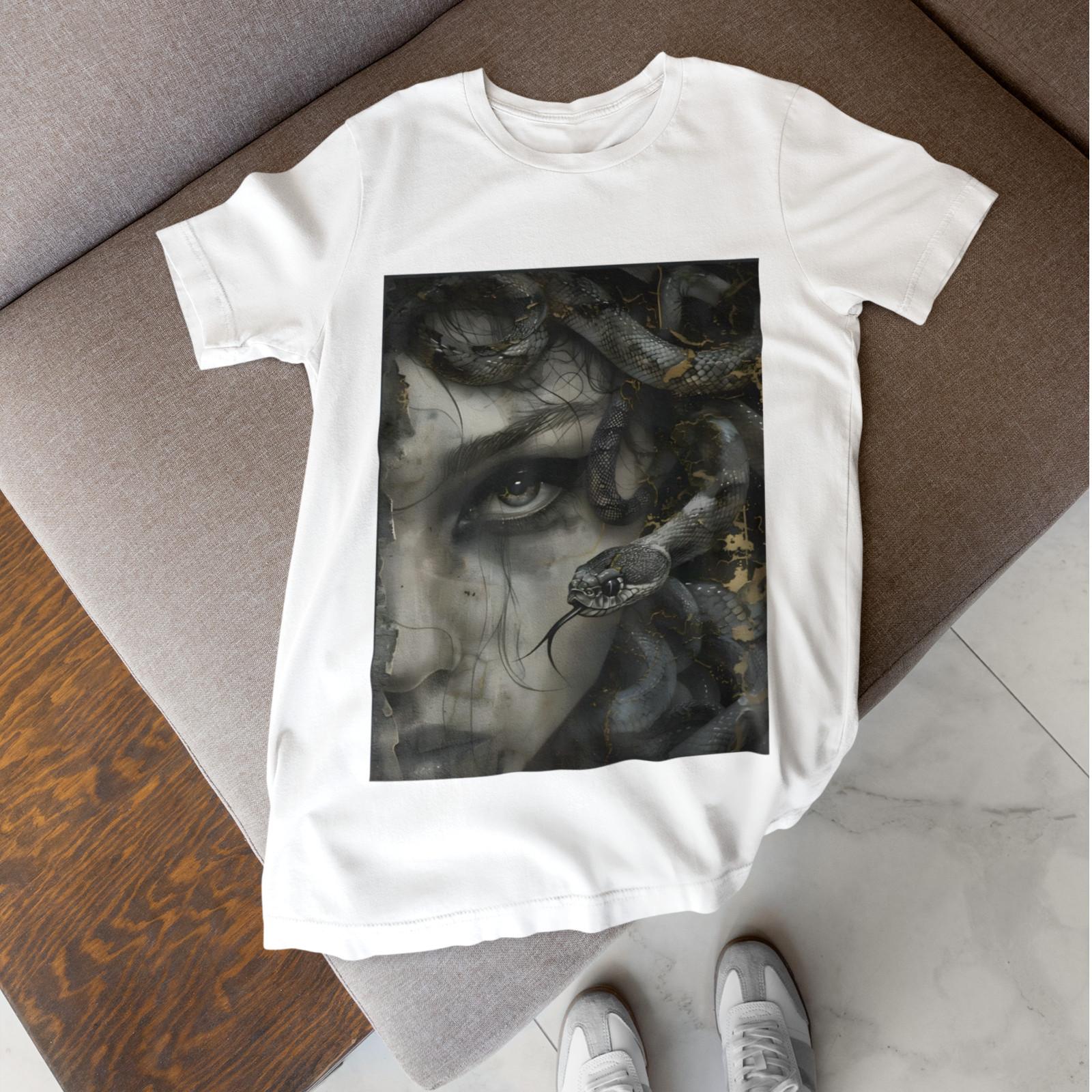 Gothic Medusa Snake Woman Shirt Dark Aesthetic Mythology Art Tee S