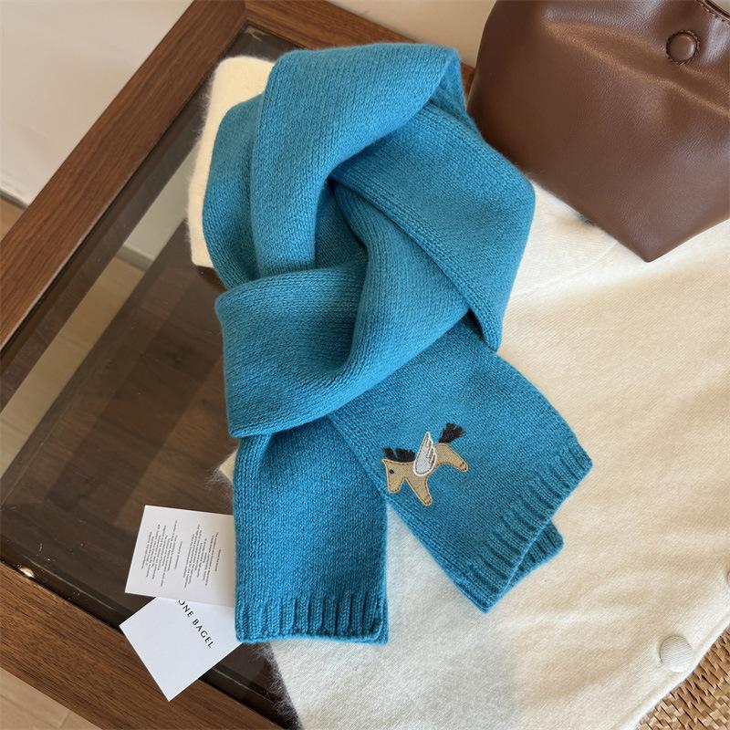 New Year's Anchor Red Woolen Scarf Women's Autumn and Winter High Quality Thick Warm Knitted Scarf Christmas Gift