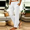 Women's Casual High Waist Straight Leg Pants with Pockets and Side Slit Hem