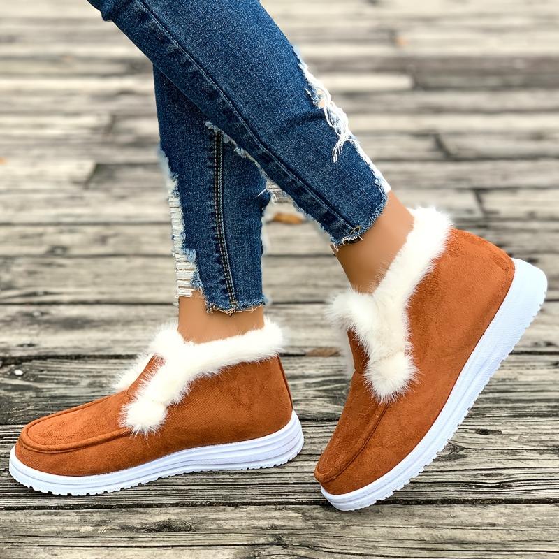 Winter New Solid Color Suede Cotton Shoes Casual Snow Shoes Low Top Padded Women's Cotton Shoes