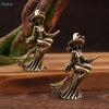 Vintage Brass Witch On Broom Figurine,Magic Moon Witch Ornament Home Decor Statue