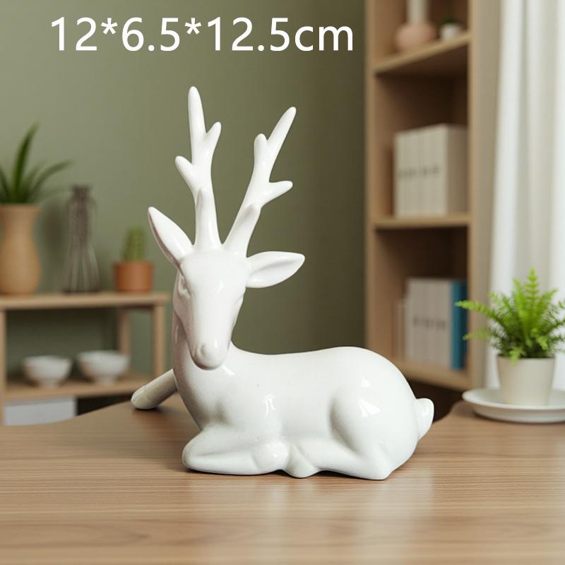 Керамические белые олени Украшения Сказочный сад Домашний декор Глазурованная фарфоровая фигурка Мини-самец и самка оленей для влюбленных