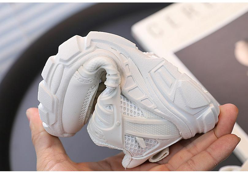 Breathable Children's Running Shoes – Spring/Autumn 2026 Style, Double Mesh, Casual White Dad Shoes for Boys