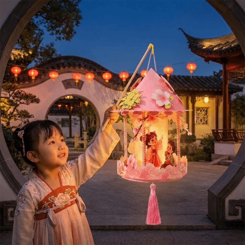 Chinese Style Mid-Autumn Festival Lantern Handmade Light-Up Lantern Handheld Lantern  Photo Props