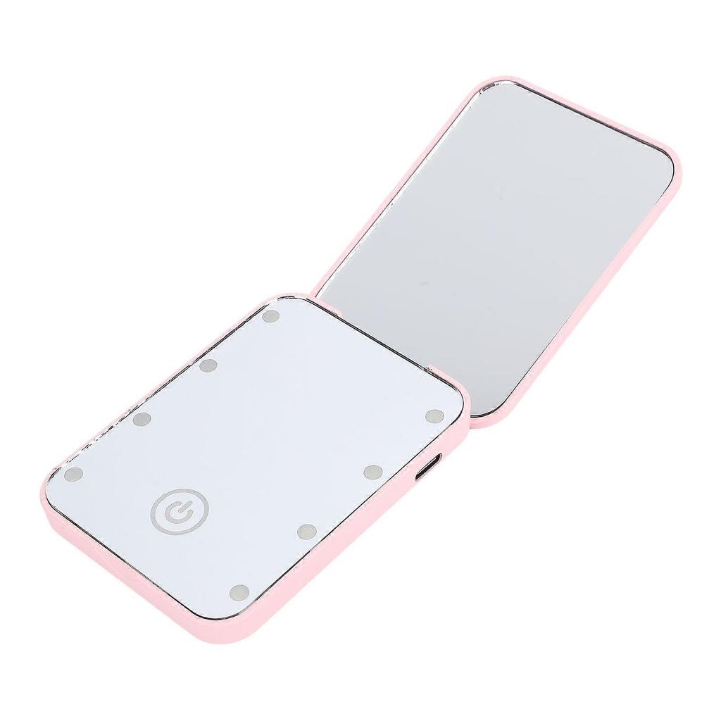 Compact LED Travel Makeup Mirror 2 Sided Magnification Rechargable Portable Handheld Small Lighted Cosmetic Mirror Pink