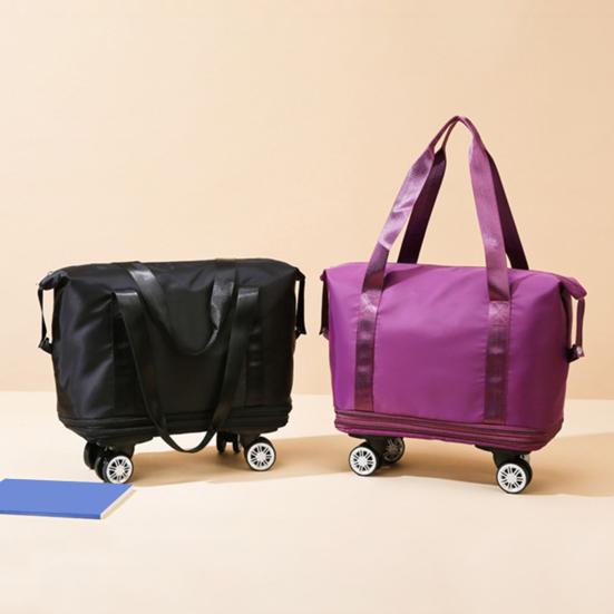 Expandable Rolling Duffle Bag with Wheels Foldable Travel Bag Large Capacity Double Layer Luggage Bag Large Weekend Bag Waterproof Suitcase