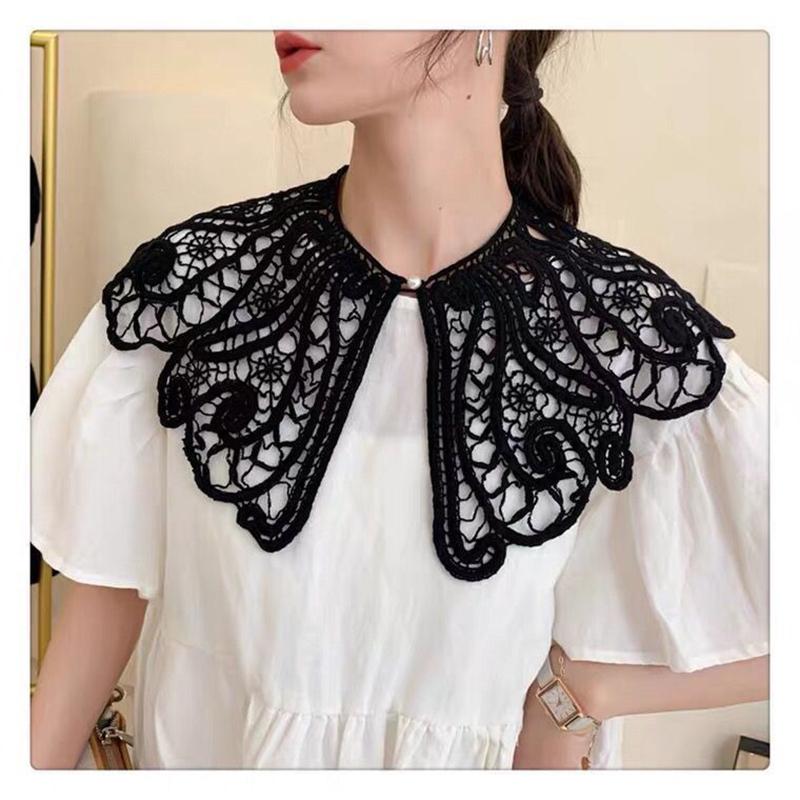 Elegant Sweet Embroidery Shawl Detachable Fake collar Dress Decorative Collar Hollowed Out Scarf Shoulder Straps