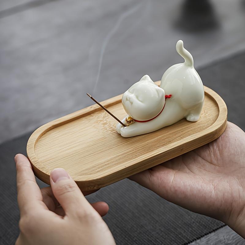 1Pc Mini Ceramic Cat Incense Stick Holder with Lovely Cat Design Home Decorative Ceramic Incense Burner