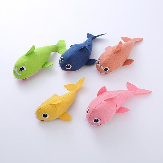 Interactive Plush Cat Toys Cartoon Shark Design with Catnip Teeth-grinding Bite Resistant Prevent Boredom Cat Toys