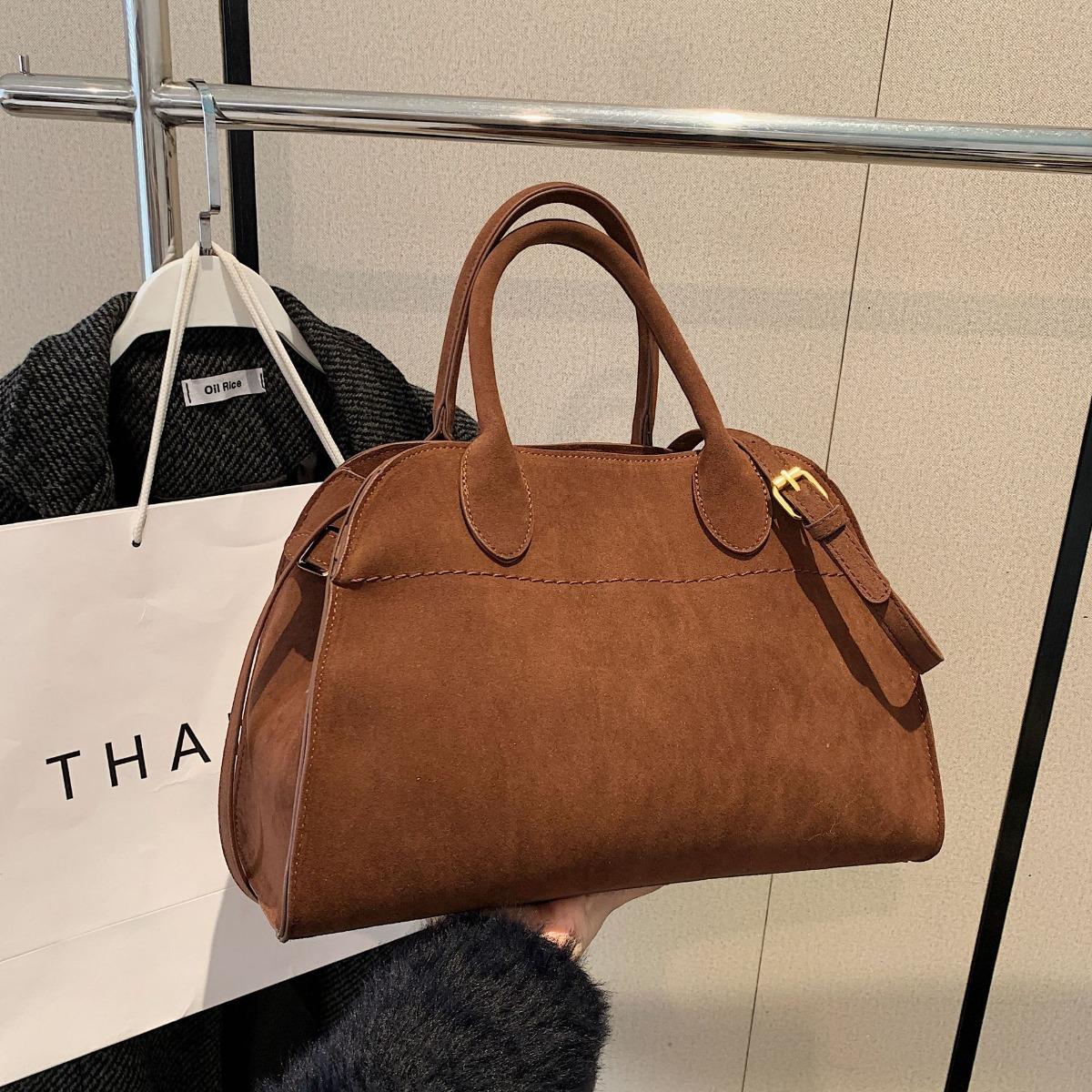 

Женская сумка с верхней ручкой, высококачественный дизайн, винтажная сумка для поездок на работу на осень-зиму, повседневные сумки-тоут из искусственной замши через плечо big(38*27*22cm) коричневый