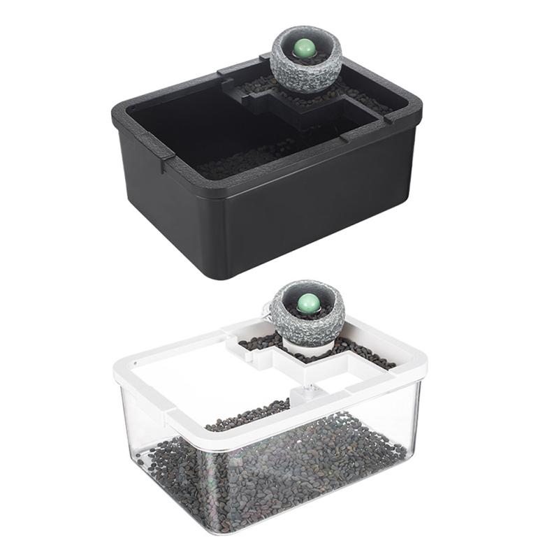 

Водный маленький аквариум микро ландшафтный аквариум цилиндр со светодиодной полосой каменный раствор USB чёрный