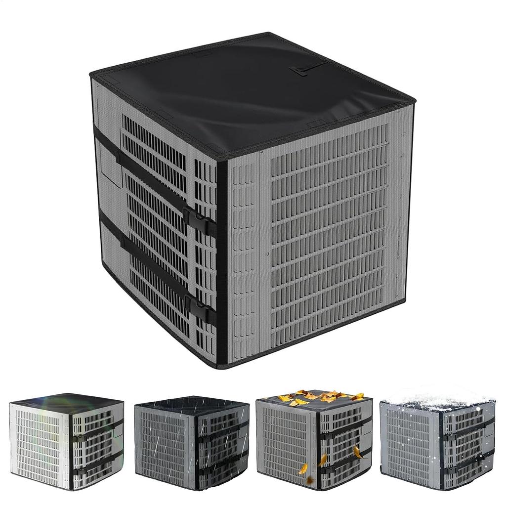 Outdoor Air Conditioner Mesh Cover Central AC Condenser Cover Waterproof Breathable 2 In 1 Unit Air Conditioning Cover