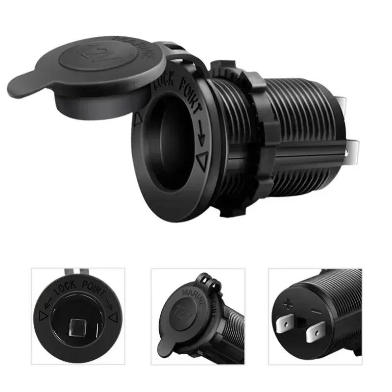 12V/24V Waterproof Cigarette Lighter Socket - Universal Power Outlet Adapter for Marine Truck RV ATV with Wire D5 Model