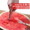 Wooden Handle Fruit Fork & Slicer, Stainless Steel Double Ended Cutter for Watermelon, Melon, Portable Kitchen Gadget (2PCS)