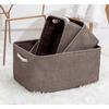 Linen Fabric Laundry Basket Storage Laundry Basket Dustproof Foldable Laundry Basket Storage Basket Clothes Storage Basket Three-Piece Brown