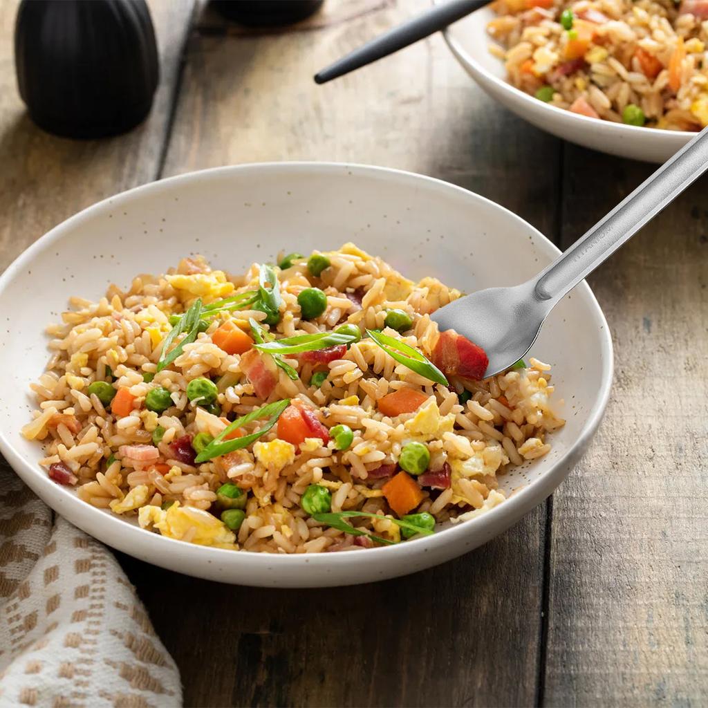 2 szt. Ti Długi Uchwyt Sztućce Łyżka i Spork Zestaw na Kemping na Zewnątrz Wędrówki Piknik