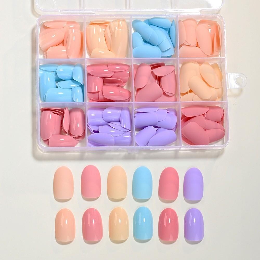 288pcs Solid Color False Nails Matte Finish Full Cover Nails New Acrylic Fake Nails  Daily Wear